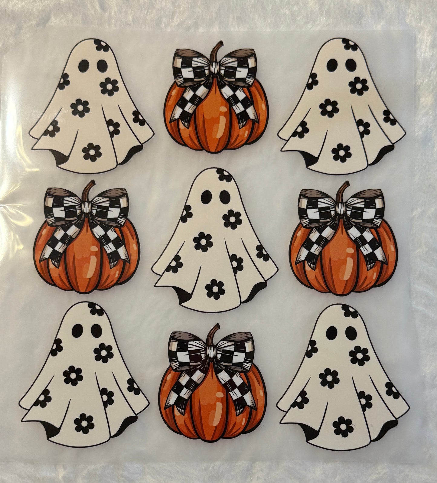 Ghost Floral and Pumpkins