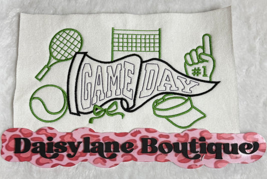Tennis Game Day Pennant Embroidery