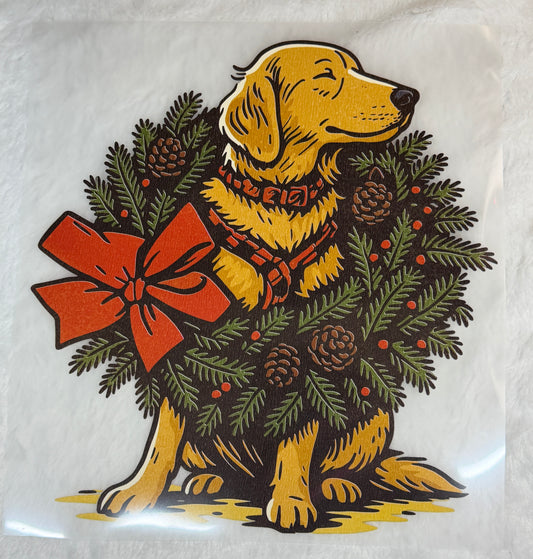 Labrador Retriever with wreath