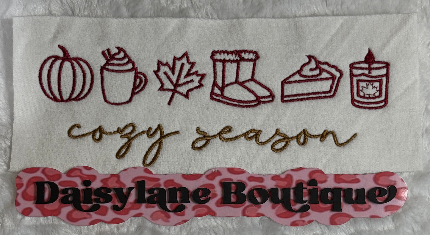 Cozy Season with fall icons Embroidery