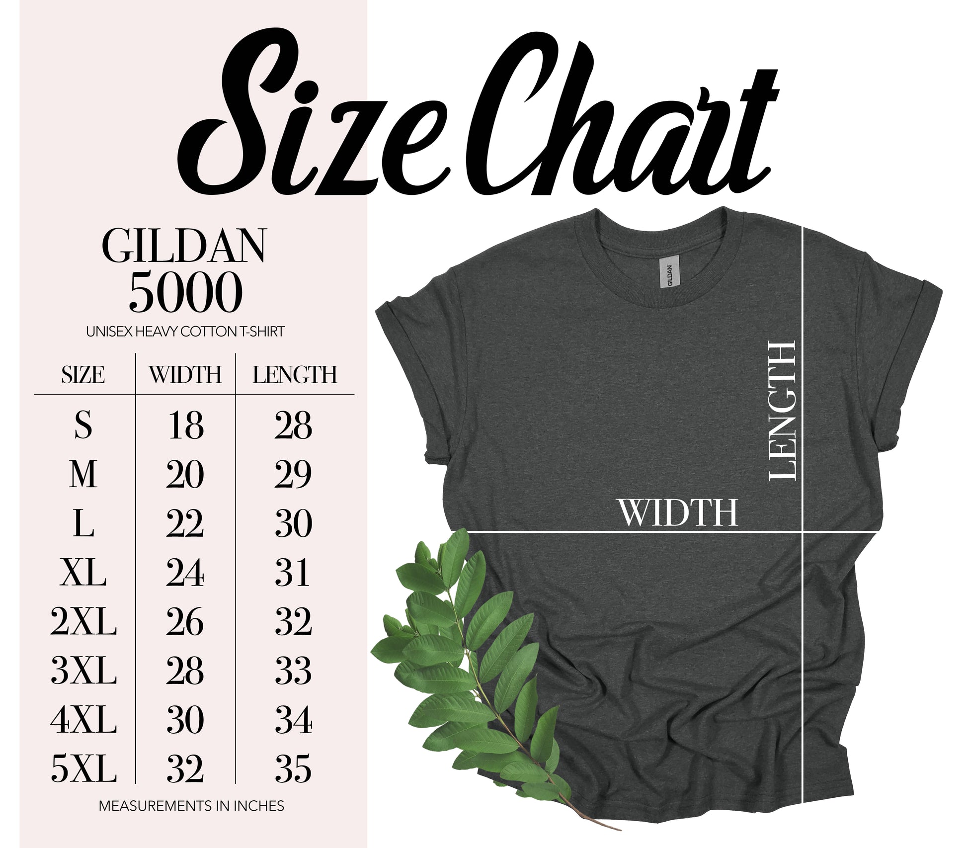 Gildan 5000 Size Chart